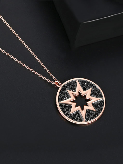 BLING SU Copper With Rose Gold Plated Simplistic Hollow Star Necklaces 2