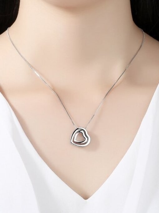 RANSSI Fashion Double Hollow Heart Zirconias Alloy Necklace 1