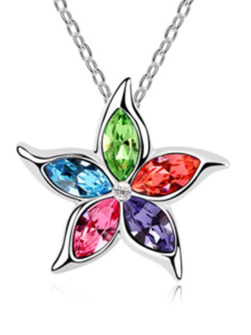 multi-color Simple Marquise austrian Crystals Flowery Alloy Necklace