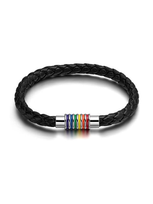 CONG Multi-color High Polished Artificial Leather Bracelet 0