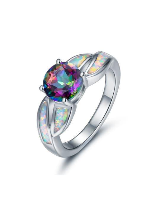 Colorful Stone Opal Colorful Natural Opal Fashion Women Alloy Ring