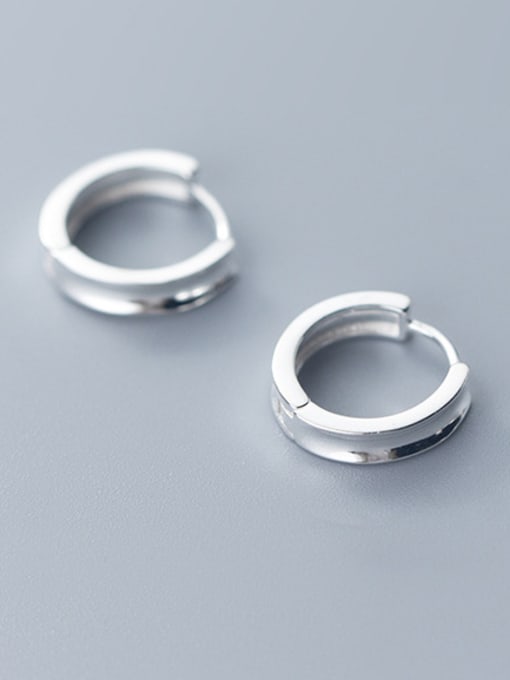 Rosh 925 Sterling Silver With Silver Plated Simplistic Round Clip On Earrings 1
