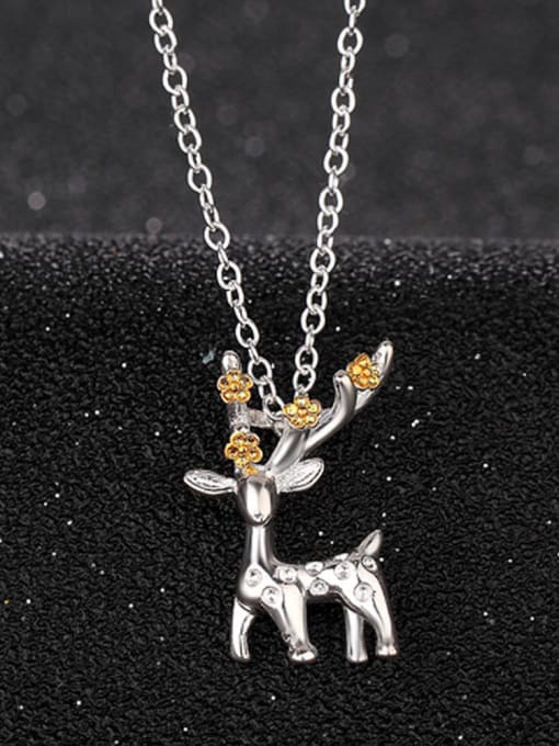 Ya Heng Personalized Christmas Deer Pendant Copper Necklace 0