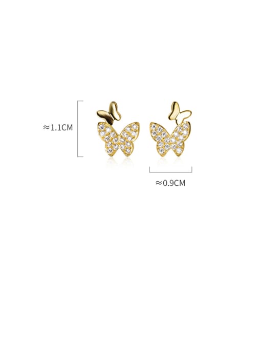 Rosh 925 Sterling Silver With Cubic Zirconia  Cute Butterfly Stud Earrings 4