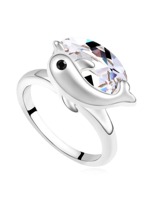 QIANZI Personalized Little Dolphin Oval austrian Crystal Alloy Ring 1