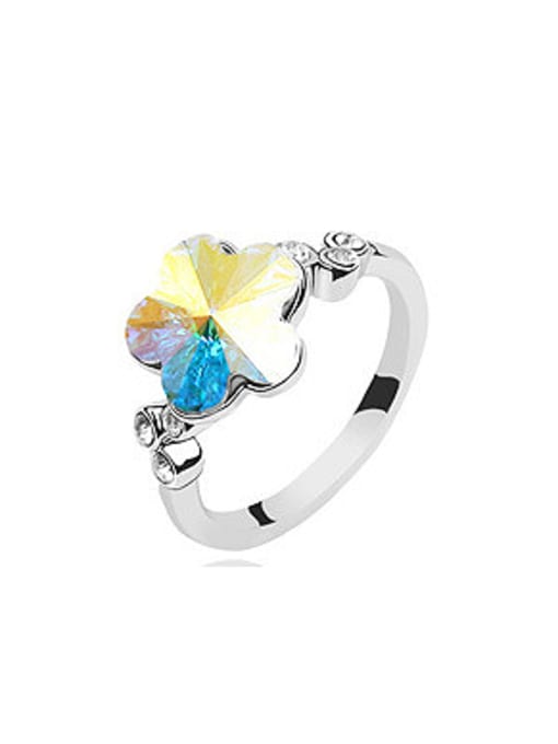 white Simple Flowery austrian Crystal Alloy Ring