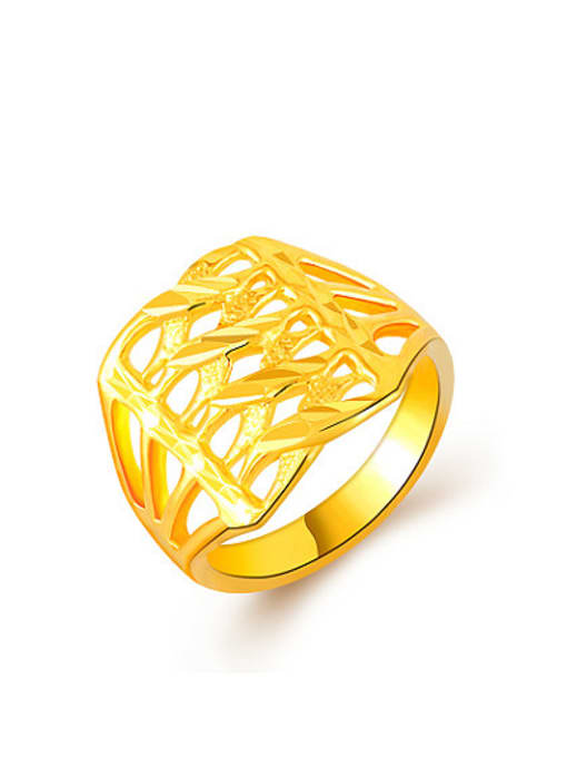 Yi Heng Da Women 24K Gold Plated Hollow Geometric Ring 0
