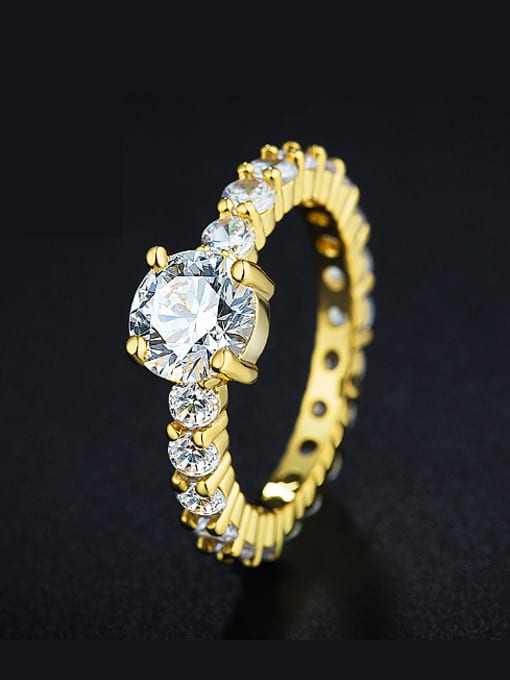 UNIENO Fashion Shiny Zircon Gold Plated Ring 0
