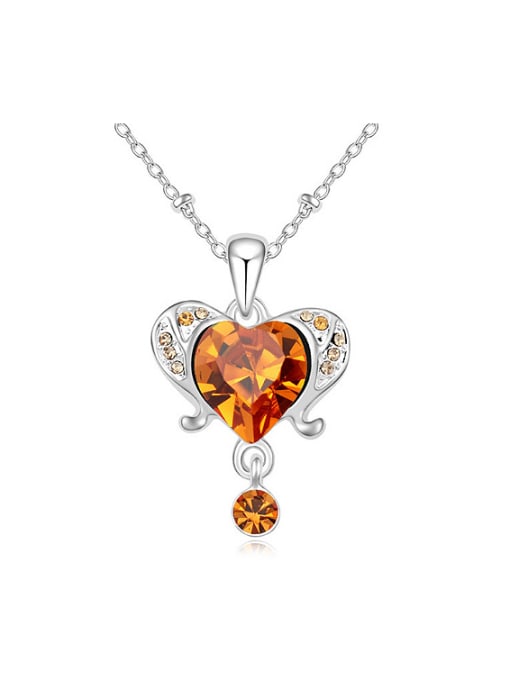 QIANZI Fashion austrian Crystals Heart Alloy Platinum Plated Necklace