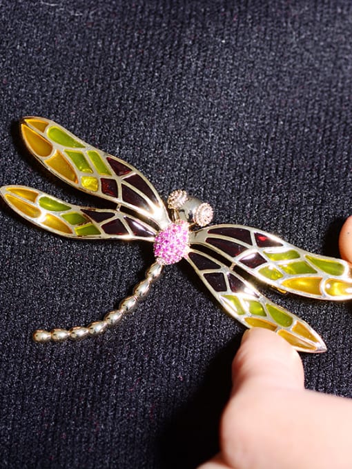 Hua Copper With Gold Plated Cute Insect dragonfly Brooches 2