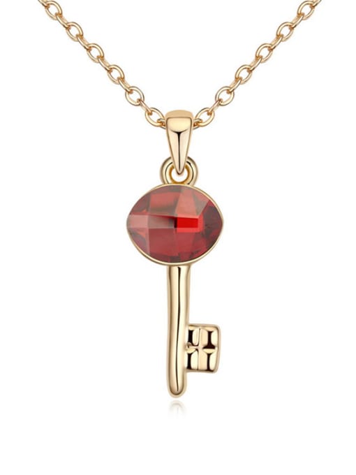 red Trendy Oval austrian Crystal Key Pendant Alloy Necklace