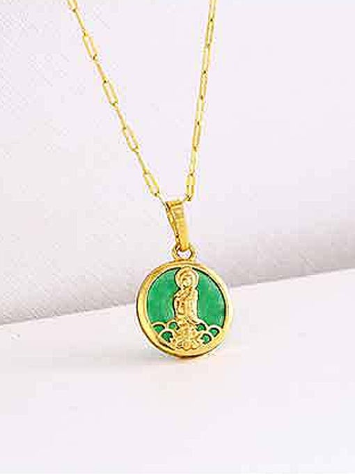 XP Copper Alloy 23K Gold Plated Fashion Kwan-yin Emerald Necklace 1