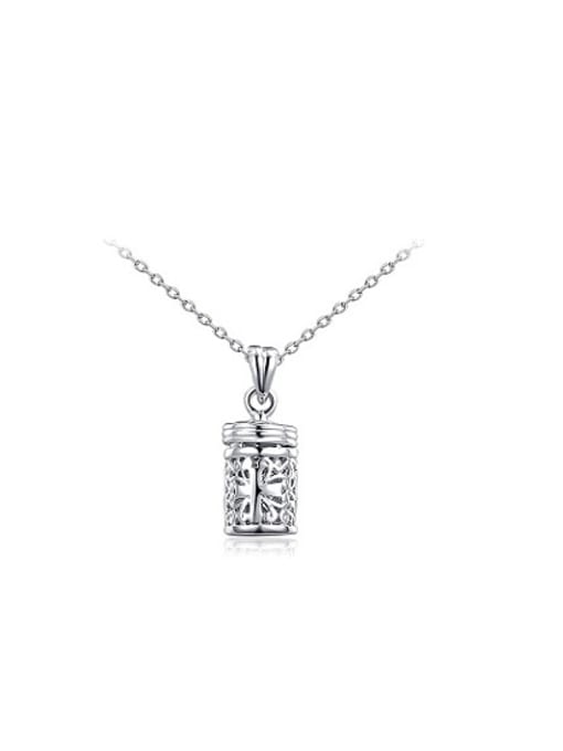 Platinum Exquisite Hollow Barrel Shaped Platinum Plated Necklace