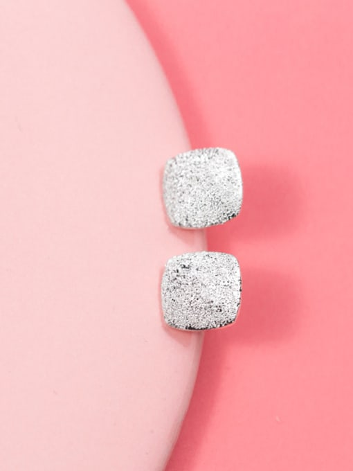 white Simply Style Square Shaped Silver Stud Earrings