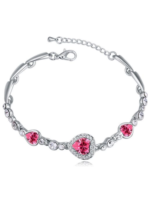 pink Simple Heart Cubic austrian Crystals Alloy Bracelet