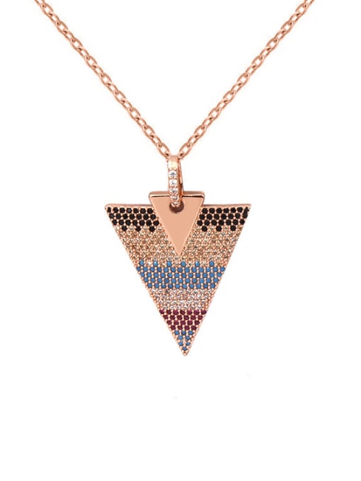 My Model Triangle Shaped Pendant Colorful Zircons Necklace 2