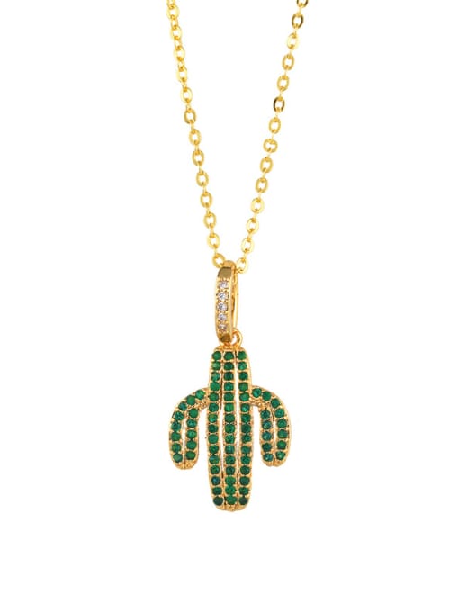 Cactus Copper With 18k Gold Plated Cute Moon Necklaces