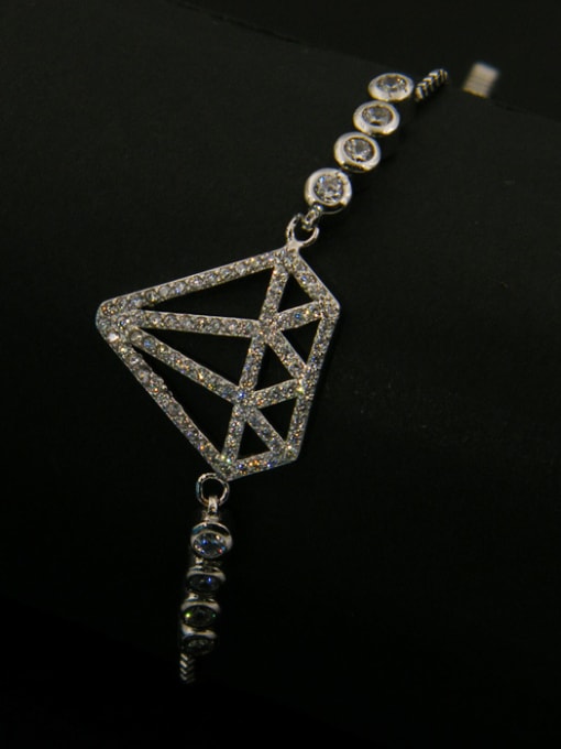 Silvery Diamond Shaped Stretch Bracelet