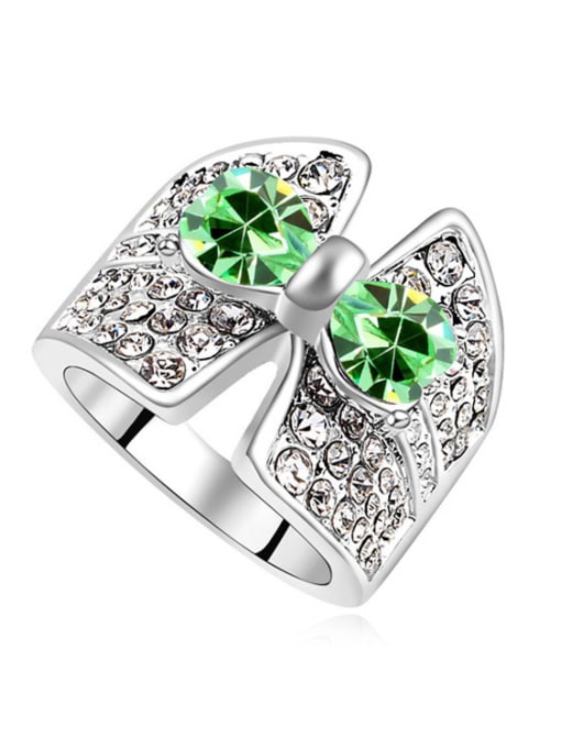 green Personalized Cubic austrian Crystals Bowknot Alloy Ring
