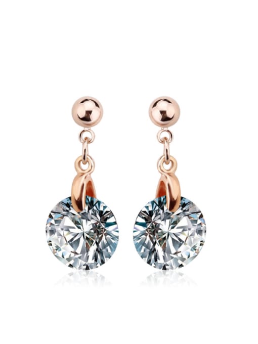 Rose Gold ,White Female Simple Style Zircon drop earring