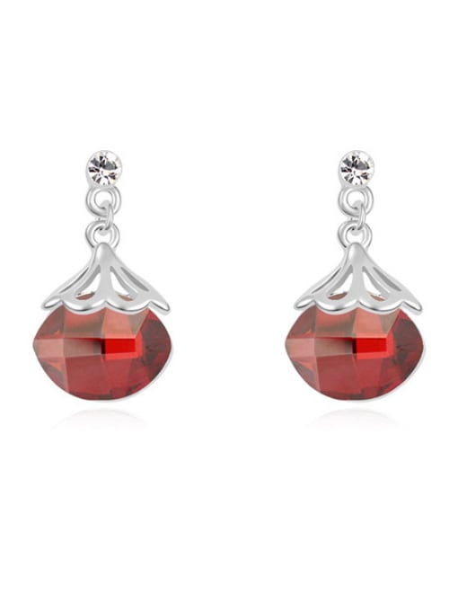red Simple Oval austrian Crystals Alloy Earrings