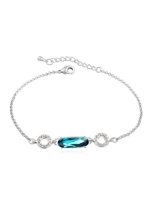 royal blue Simple Oval austrian Crystal Hollow Round Alloy Bracelet