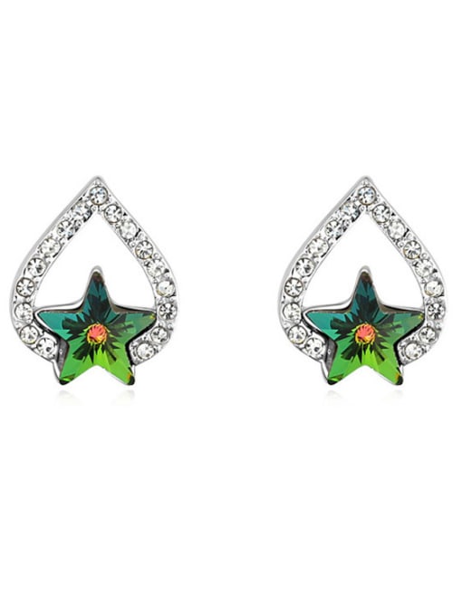 green Fashion Star austrian Crystals Water Drop Alloy Stud Earrings