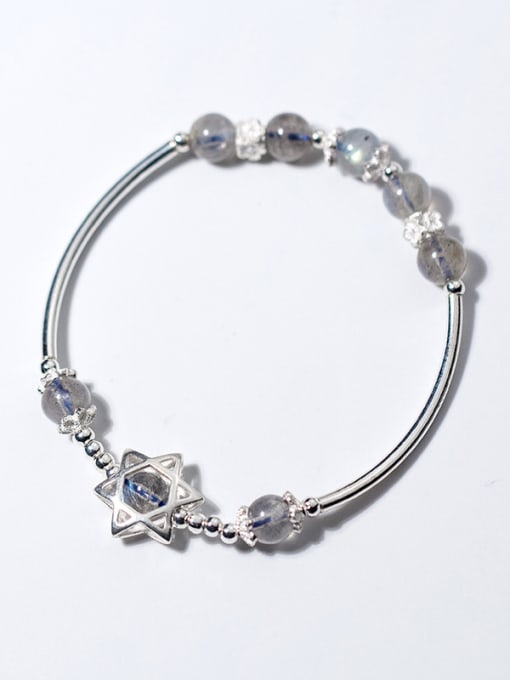 FAN 925 Sterling Silver With star bracelets & moonstone Bracelets 0