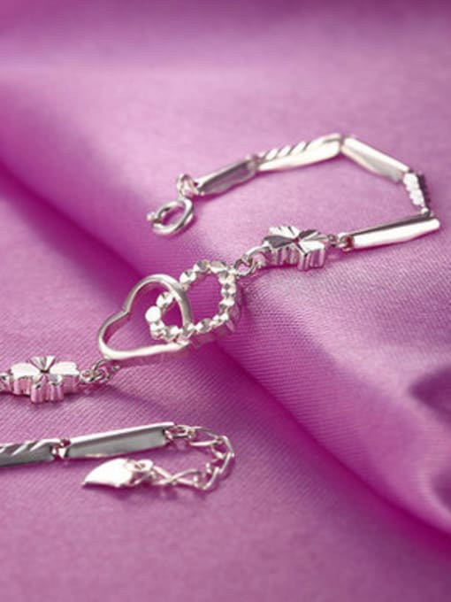 JIUQIAN Fashion 999 Silver Hearts Flowers Polishing Bracelet 2