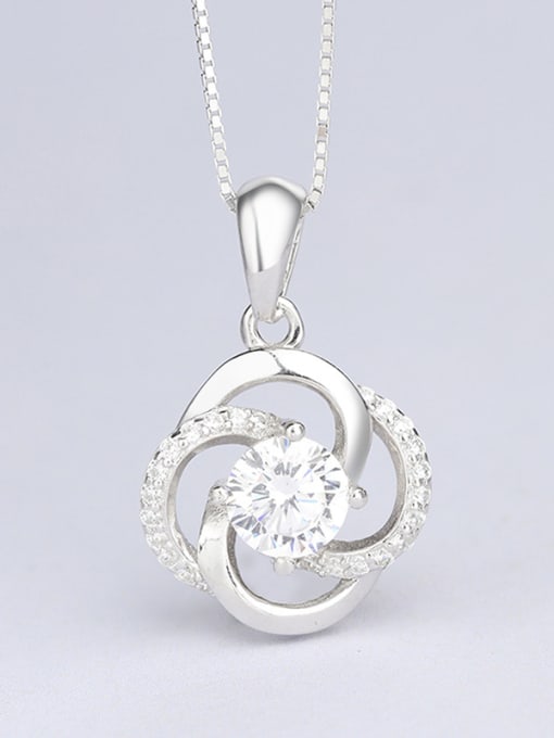 One Silver Trendy Flower Pendant 2