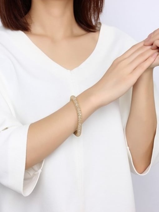 CONG Trendy Net Shaped Stainless Steel Crystal Bracelet 1