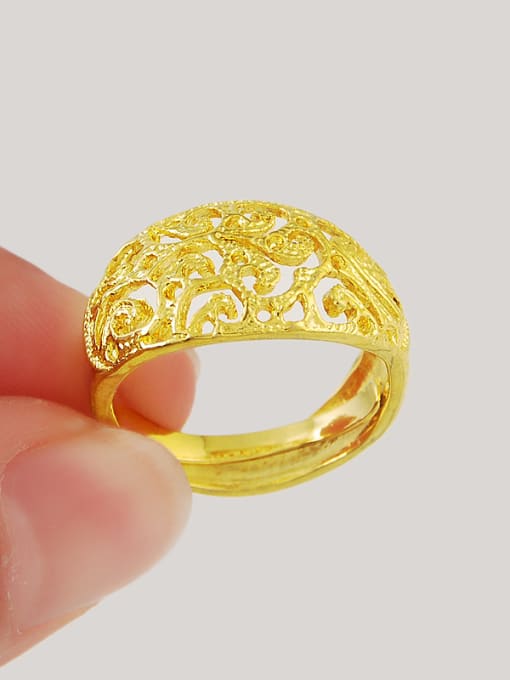 Yi Heng Da Personality 24K Gold Plated Hollow Flower Shaped Ring 2