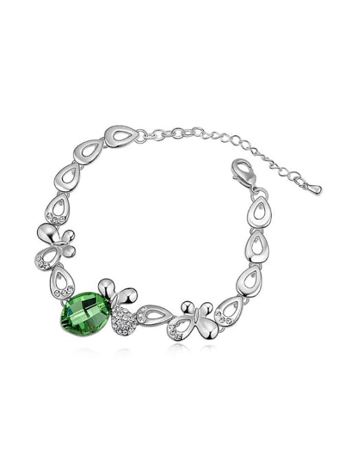 green Fashion Little Butterflies Oval austrian Crystal-accented Alloy Bracelet