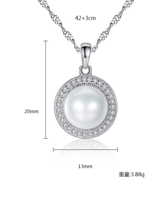 CCUI Sterling Silver with AAA zircon 9-9.5mm natural freshwater pearl necklace 2