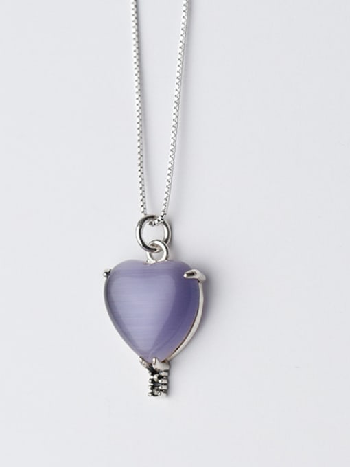 Rosh Elegant Heart Shaped Purple Opal S925 Silver Pendant 0