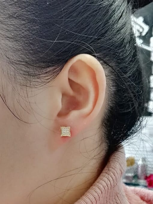 Qing Xing Rose Gold Corundum Square stud Earring 1