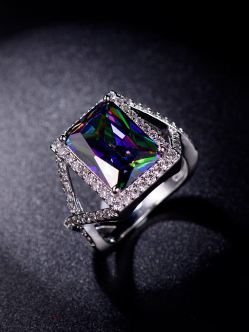 L.WIN Colorful Rectangle Zircon Statement Ring 2