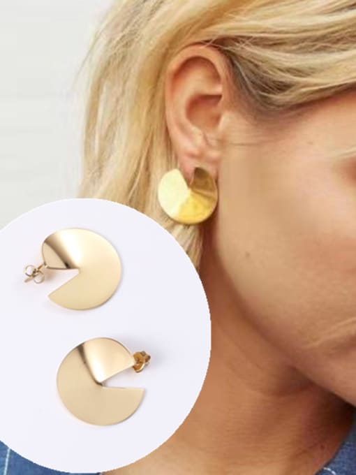 GROSE Titanium With Gold Plated Simplistic Irregular Stud Earrings 1