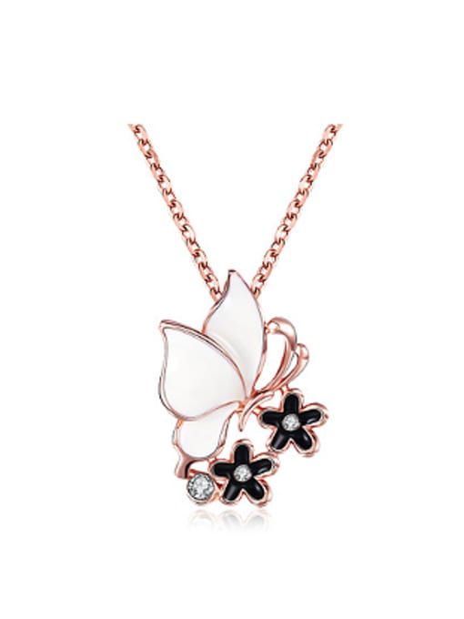4 Fashion Butterfly Flowers Rhinestones Necklace