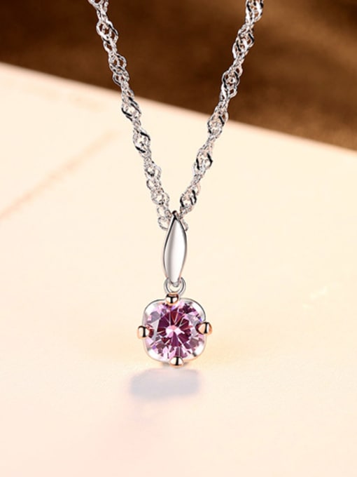 sliver Sterling Silver with 3A zircon water wave chain Mini Necklace
