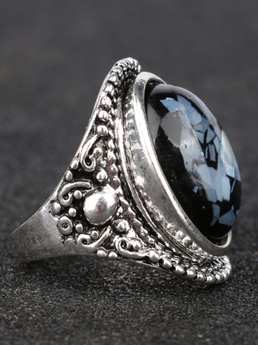 Gujin Retro style Oval Resin Antique Silver Plated Alloy Ring 2