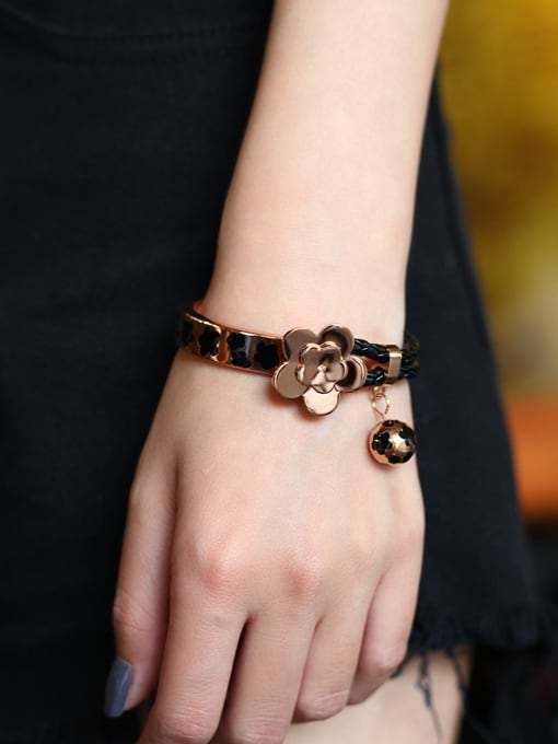 Rose Gold Europe And The United States High-quality Woven Leather Bracelet