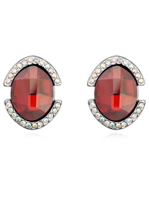 QIANZI Simple austrian Crystals-covered Alloy Stud Earrings 3