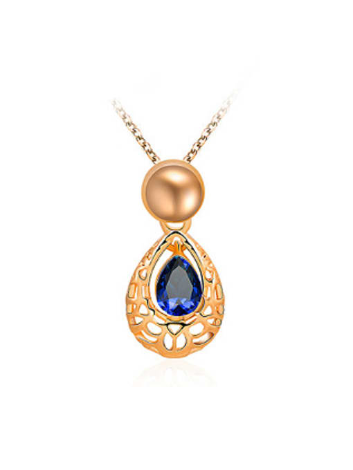 Ronaldo Hollow Water Drop Shaped Glass Stone Necklace 0