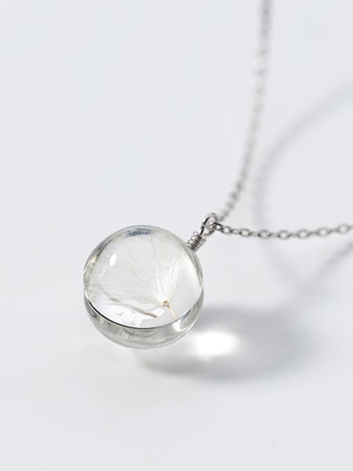 Rosh S925 Silver Necklace Pendant female fashion circular dandelion Necklace sweet temperament clavicle chain female D4309 3