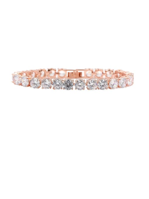 Rose Gold Copper With Cubic Zirconia  Delicate Round Bracelets