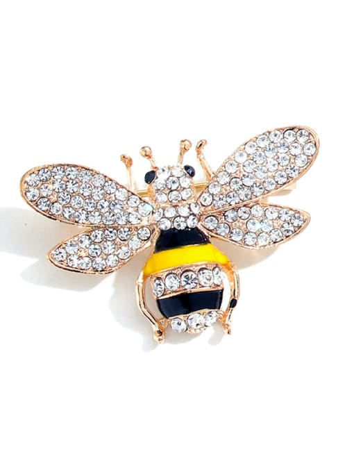 C020 Copper With Rhinestone+Enamel Cute Insect honeybee Lapel Pins