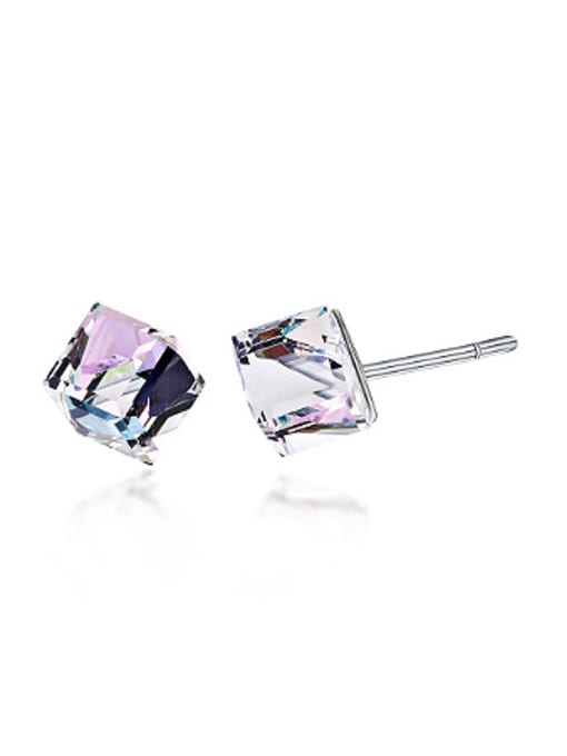 purple Simple Cubic Austria Crystal Stud Earrings