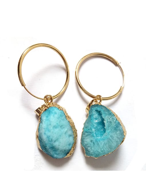 Tess Exaggerated Natural Blue Crystal Agate Stone Earrings 1