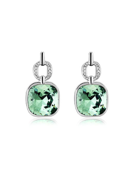 OUXI Square Green Austria Crystal Stud Earrings 0